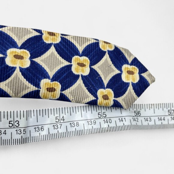 Cerruti 1881 Silk Tie France Geometric Art Office Wedding Formal Blue Gray - Picture 6 of 6